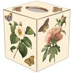 Tb1 Ivory- Ivory Magnolia & Peony Tissue Box Cover (Paper Mache)