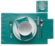 MY DRAP Washable and Reuseable Cloth Placemat - 17.7 x 12.6 in (12 Per Roll, Cotton Carribean Green)