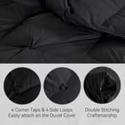 SNOWMAN Premium Down Comforter Queen Size, Luxurious All Season Duvet Insert with Cotton Blended Fabric, Pinch Pleat Design Hotel Bedding Comforter (Black,90"x90")