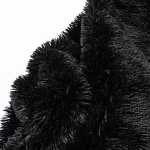 Maidewow Black Waterproof Calming Pet Blankets for Dogs Reversible Long Faux Fur Fluffy Blanket for Doggie Cats Sherpa Fleece Warm Couch Sofa Beds Covers (Black,L-65x57in)