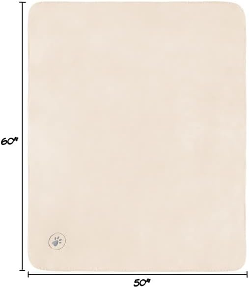 Waterproof Pet Blanket - 50x60-Inch Reversible Sherpa Fleece Throw Protects Couches, Cars, and Beds from Spills, Stains, and Fur by PETMAKER (Cream)