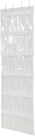 24-Compartment Back-Door Non-Woven Fabric Shoe Organizer Bag, Arctic White