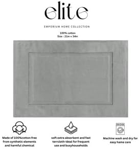 ELITE Emporium Home Collection 2-Piece Cotton Bathroom Mat Set, 21" x 34" - 100% Cotton, Absorbent, Quick-Dry, Bath Towel Mats for Bath Floor, Silver [Not a Bathroom Rug]