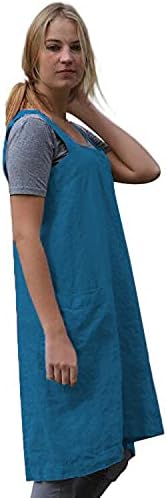 Women's Practical Cross Back Pinafore Apron with Large Pockets Home Kitchen,Restaurant,Coffee house,Cooking Gardening Works