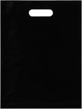 ASSUREPAK Black Plastic Merchandise Bag - 100 Bags - LDPE Die Cut Handle Bag for Retail, Store, Market, Convenience Store - 12"x15" - 1.5 mil