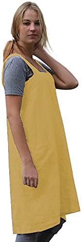 Women's Practical Cross Back Pinafore Apron with Large Pockets Home Kitchen,Restaurant,Coffee house,Cooking Gardening Works
