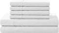 Linen Home 100% Cotton Percale Sheet Set, Full Size, White, Deep Pocket, 6 Pieces Set - 1 Flat, 1 Deep Pocket Fitted Sheet and 4 Pillowcases, Crisp Cool and Strong Bed Linen