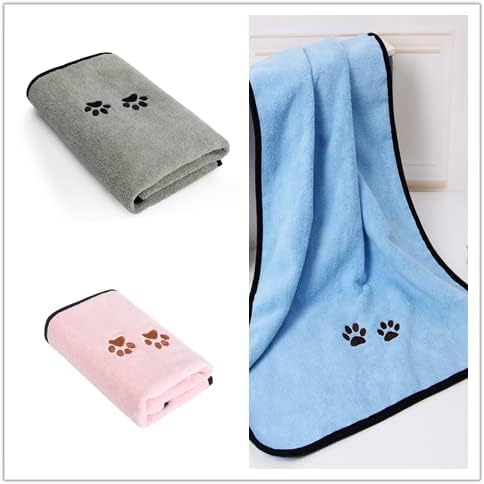 Wipela 3Pieces Microfiber Pet Bath Towel Dog Towel.Dog Towel Soft Absorbent Drying for Small Medium Large Dogs and Cats with Great for Bathing and Grooming (35 x 20 Inch 3 Colors)