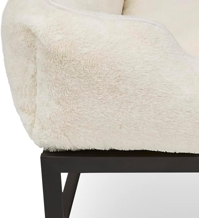 FUZI Elevated Dog Bed Large with Extra Cover, Luxury Raised Dog Beds, Removable and Machine Washable Bed Cover, Indoor/Outdoor Orthopedic Pet Bed, Large 35.6x28.5x18 Soft White and Black Base