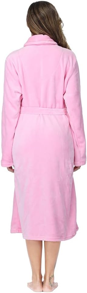 RONGTAI Womens Bathrobe Ladies Fleece Plush Warm Long Robes Fleece Nightgown Sleepwear