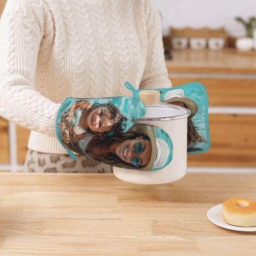 Custom Your Design Oven Mitts and Potholders Silicone Glove Heat Resistant, Kitchen Gloves for Cooking, 2-Piece Set