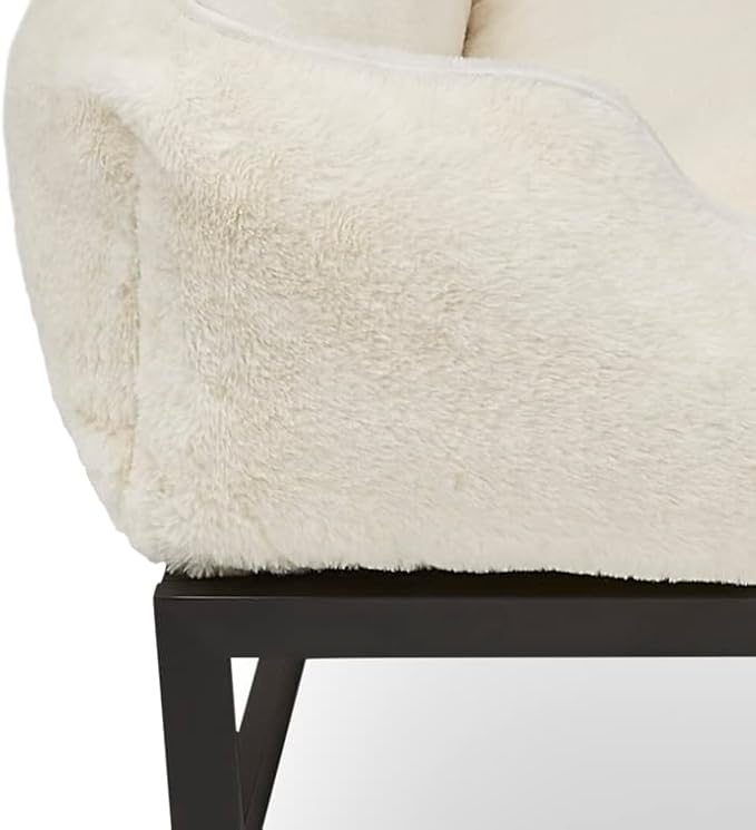 FUZI Elevated Dog Bed Small, Luxury Raised Dog Beds, Removable and Machine Washable Bed Cover, Indoor/Outdoor Orthopedic Pet Bed, Small 25.1x16.75x18 Soft White & Black Base