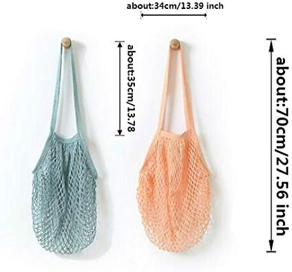 6 Pack Portable,Reusable,Reusable Produce Bags,Washable Cotton Mesh String Organic Organizer Shopping Handbag Long Handle Net Tote (grey blue,Black,Beige,Pink,Purple,Yellow)