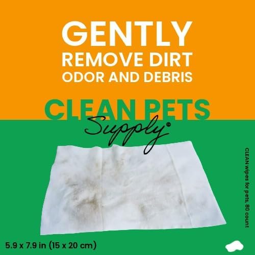 Clean Pets Supply Unscented Pet Cleaning Wipes 80 Count No frangrance, Grooming Wipes for Dogs and Cats