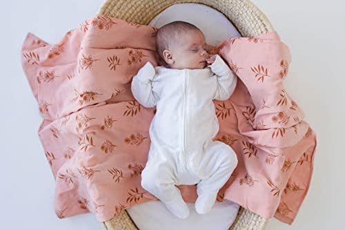 Leyl&Ari Muslin Baby Swaddle Blanket | 100% Organic Receiving Wrap (Peach/Wildflowers)