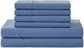 Linen Home 100% Cotton Percale Sheet Set, King Size, Baby Blue, Deep Pocket, 6 Pieces Set - 1 Flat, 1 Deep Pocket Fitted Sheet and 4 Pillowcases, Crisp Cool and Strong Bed Linen