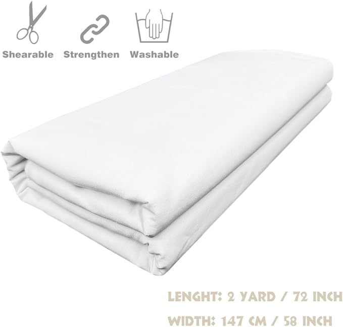 Cotton Fabric: 63 inch x 10 Yards Unbleached Muslin Fabric Perfect for Sewing, Apparel, and Craft（Bleached