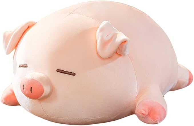 lannery Pig Stuffed Animal Hugging Pillow, Soft Fat Pig Plush Toy Gifts for Kids, Valentine, Christmas (Sleeping Eyes, 15.7")