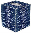 Marye-Kelley Tissue Box Cover Tissue Holder Square Cube Paper Mache Decorative Animal Print Antelope Indigo 5 x 5 x 5.5 inches