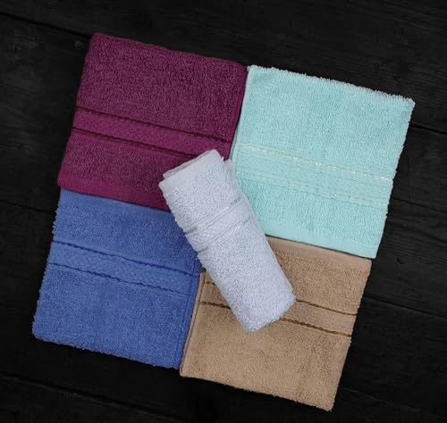 TOALLA 100% Cotton Washcloths 60 Pack|450 GSM|Soft Face & Body Washcloths|Highly Absorbent|Fingertip Towel|12x12 Inches|Multi