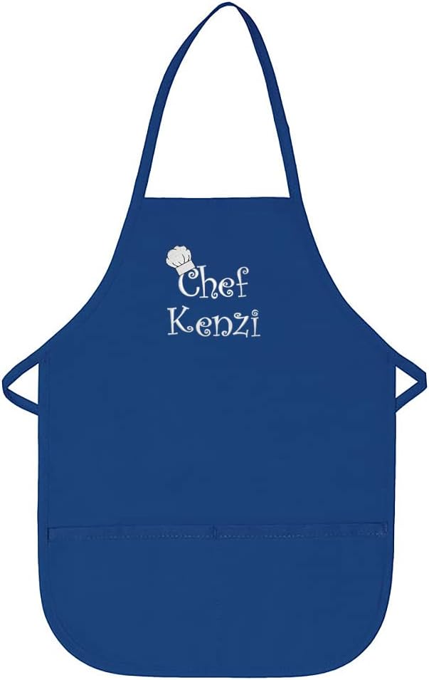 Made in the USA Chef Any Name Child Personalized Embroidered Premium Child Apron for Kids Girls Boys Fun in the Kitchen Gift Royal Regular