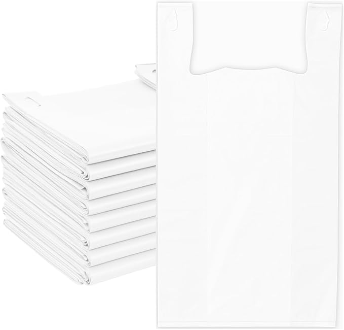 ASSUREPAK White Unprinted HDPE T-Shirt Bags - 1000 Units - 1/6 BBL 11.5"X6"X21" -13 microns - White - Perfect for Groceries, Shopping, Boutique Bags and Retail Stores