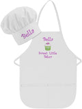 Made in the USA Personalized Embroidered Premium Child Apron and Chef Hat for Kids Girls Boys Fun in the Kitchen Gift