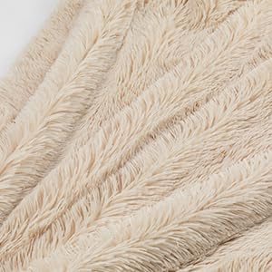 Maidewow Long Faux Fur Calming Dog Blankets for Bed Covers Fluffy Sherpa Fleece Blanket Couch Cover Protection for Big Dogs and Pets(Cream,XL-85x57in)