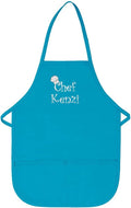Made in the USA Chef Any Name Child Personalized Embroidered Premium Child Apron for Kids Girls Boys Fun in the Kitchen Gift Turq Regular