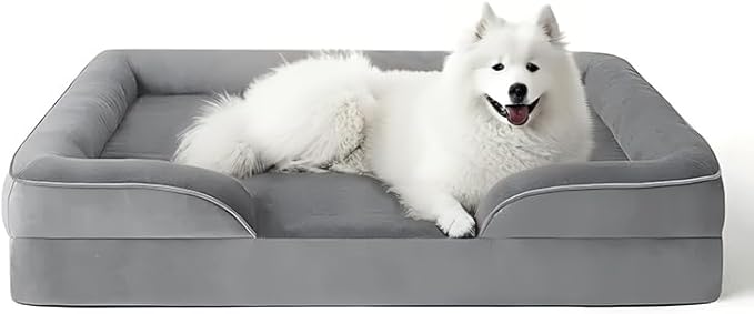 Optimized Orthopedic Dog Bed for Medium Dogs, 30" x 20" Memory Foam Pet Bed with Removable Washable Cover, Waterproof & Non-Slip Sofa Bed for Joint Support, Grey