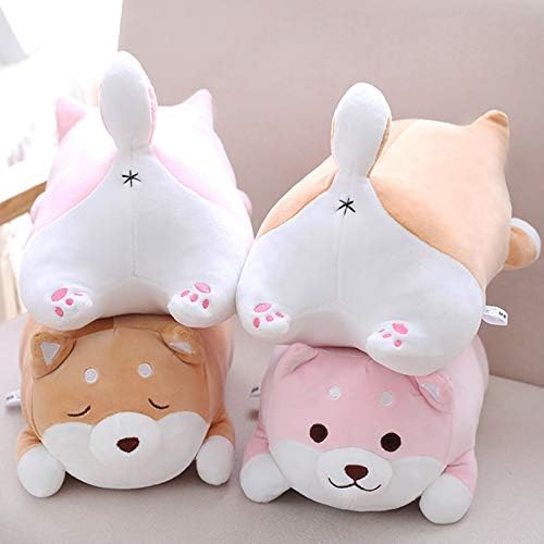 Shiba Inu Dog Plush Pillow, Soft Cute Corgi Stuffed Animals Doll Toys Gifts for Valentine, Christmas, Birthday, Bed, Sofa Chair (Brown Smiling Eye, 13.5in)