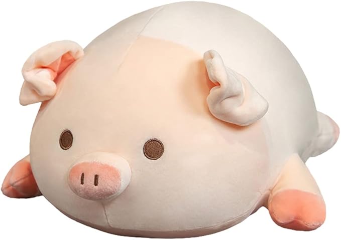 lannery Pig Stuffed Animal Hugging Pillow, Soft Fat Pig Plush Toy Gifts for Kids, Valentine, Christmas (Round Eyes, 23.6")