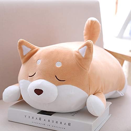 Shiba Inu Dog Plush Pillow, Soft Cute Corgi Stuffed Animals Doll Toys Gifts for Valentine, Christmas, Birthday, Bed, Sofa Chair (Brown Smiling Eye, 13.5in)