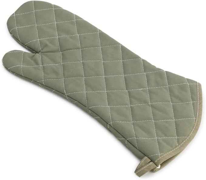 YUANQIAN 17 Inch Extra Long Oven Mitts Heat Resistant Cotton Lining Oven Thick Gloves Kitchen Food Service Mittens for Pot Holders Cooking Baking BBQ, up to 482f (Green, 17 inch)