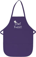 Made in the USA Chef Any Name Child Personalized Embroidered Premium Child Apron for Kids Girls Boys Fun in the Kitchen Gift Purple Regular