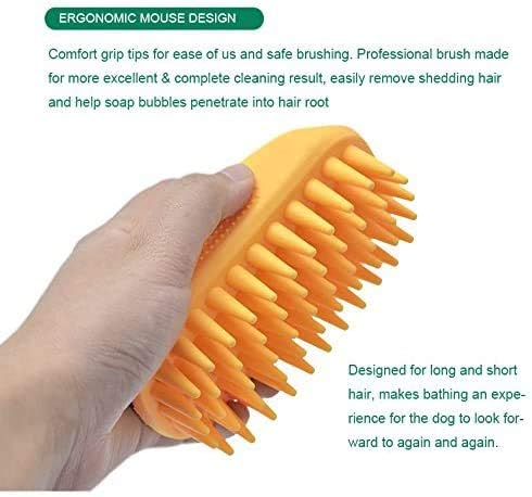 ZOOPOLR Pet Silicone Shampoo Brush for Long & Short Hair, Pink ( New ), Medium Large Pets Dogs Cats, Silicone Shower Wash Curry Brush, Massage Comb