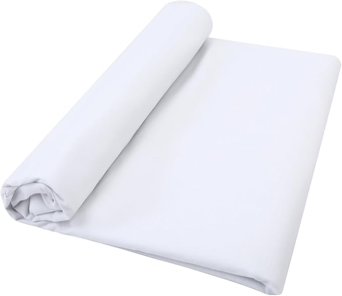 Cotton Fabric Natural Cotton Poplin Fabric by The Yard 100% Cotton, 59 Inches Wide Soft Embroidery Fabric Material for Quilting, Sewing, Crafts, Binding, Backing and Lining (White, 5 Yard)