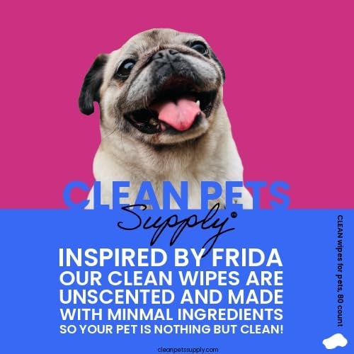 Clean Pets Supply Unscented Pet Cleaning Wipes 80 Count No frangrance, Grooming Wipes for Dogs and Cats