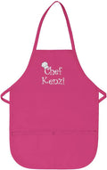 Made in the USA Chef Any Name Child Personalized Embroidered Premium Child Apron for Kids Girls Boys Fun in the Kitchen Gift Hot Pink Regular