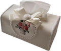 Tissue Cover Holder Fabric Art Cute Tissue Box Cover Dispenser Napkin Organizer for Bathroom Bedroom Office and Car (B - Beige)
