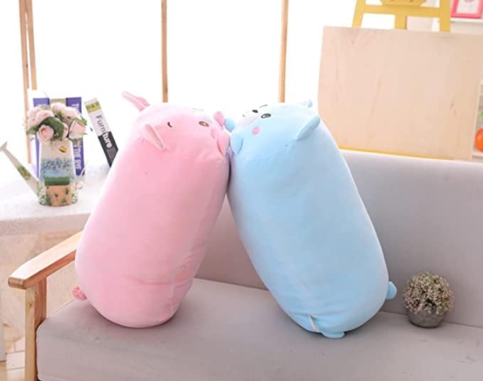 TemBe 23.6 inch Cute Large Bear Plush Stuffed Animal Pillow, Very Soft Squish Mellow Hugging Toy Gifts for Bedding, Kids Sleeping Cute Pillow (Blue Bear)