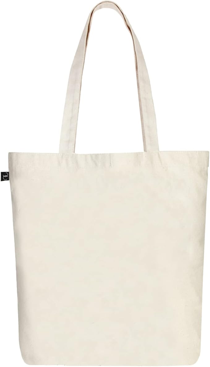 Ecoright Tote Bag for Women with Zipper, Small Tote Bag, Canvas Bag, Reusable Cotton Bag for Beach, Grocery, School & Work