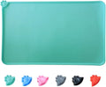 Silicone Dog Cat Bowl Mat，Waterproof Slip Resistant Silicone Pet Feeding Mat，Anti-Slip Pet Bowl Mats Cats and Dogs Food Water Placemat Tray，Raised Edges to Prevent Water Spills on Floor (Green)