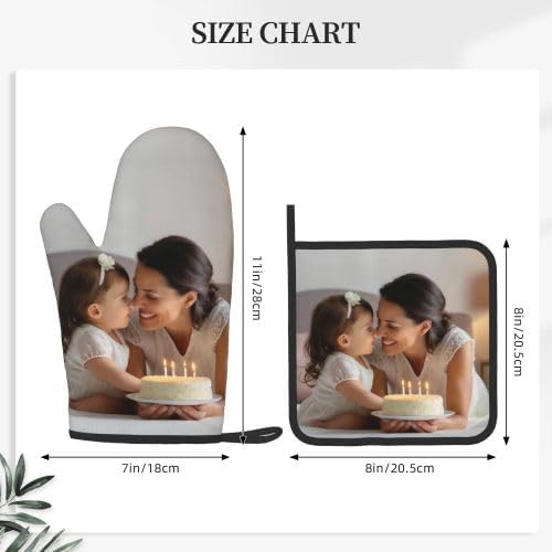 Custom Your Design Oven Mitts and Potholders Silicone Glove Heat Resistant, Kitchen Gloves for Cooking, 2-Piece Set