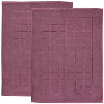 Superior 100% Cotton Bathmat Set, Bath Mats, Bathroom Decor, Shower, Bathtub Essentials, Home Accessories, Small Washable Rug, No Backing, Heavyweight, Nora Collection, Set of 2, 22" x 35", Plum