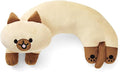 Furvana U-Shaped Cat Plush Pillow, Cute Plushies, 20" - Ultrasoft Cat Stuffed Animal, Birtday Gift (Brown)