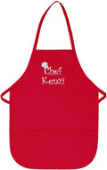 Made in the USA Chef Any Name Child Personalized Embroidered Premium Child Apron for Kids Girls Boys Fun in the Kitchen Gift Red Long