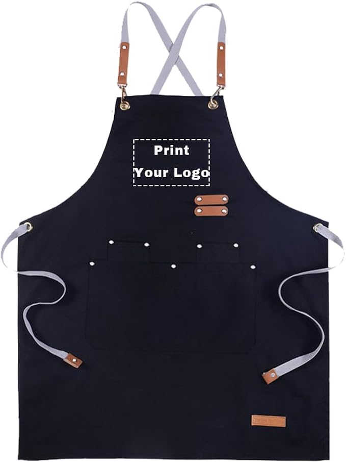 YOWESHOP Personlized Chef Apron Cross Back Apron with Adjustable Straps Canvas Embroidered & Printing