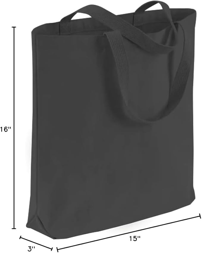 Wholesale Canvas Tote Bags, 15"W x 16"H x 3"G, Cotton Reusable Grocery Shopping Bags, Blank, DIY Painting Printing Embroidery