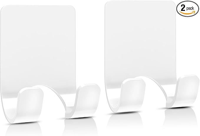 VIS'V Shower Wall Razor Holder, Metal Adhesive Razor Hooks for His and Hers, Waterproof, White, 2 Pcs